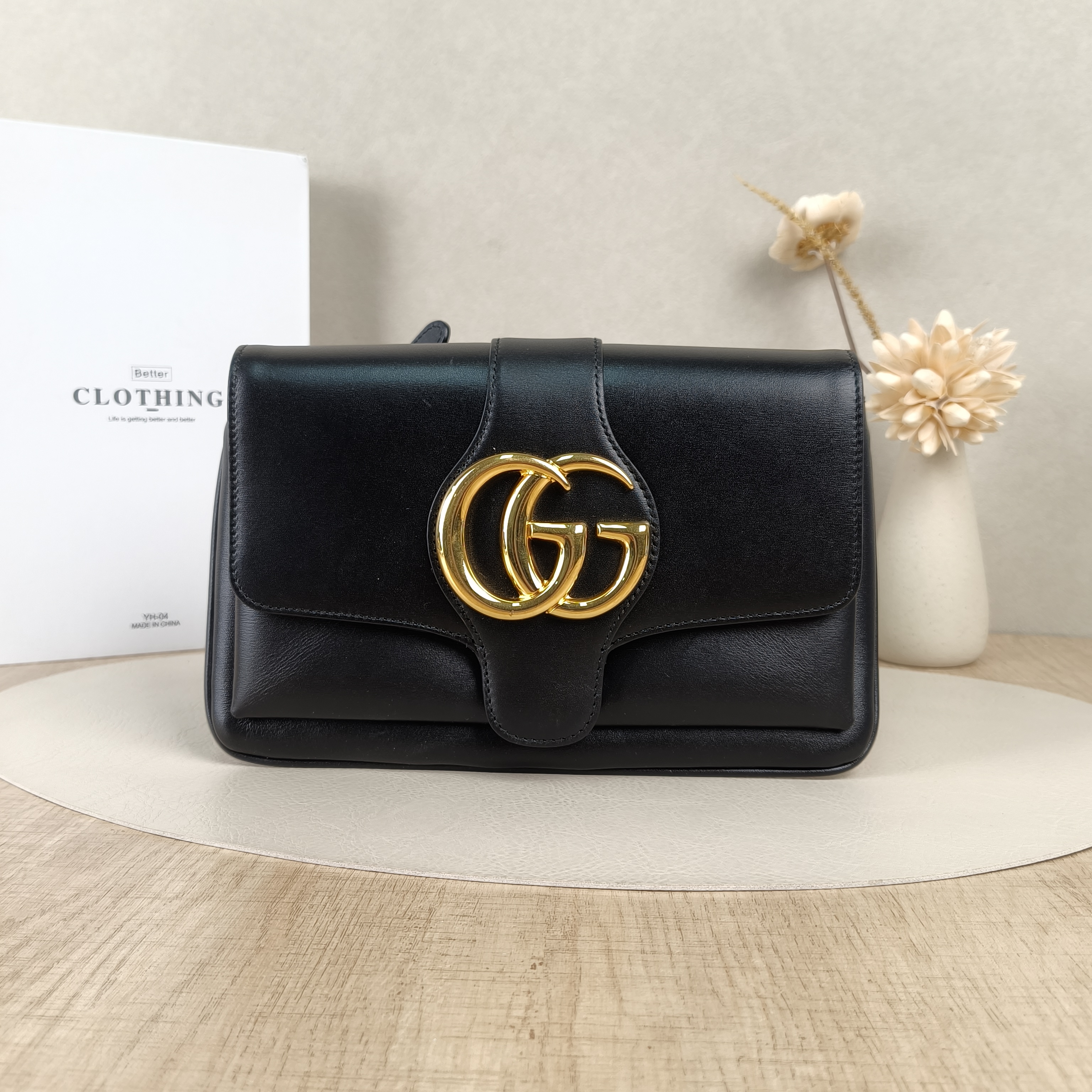 GUCCI Shoulder Bag Arli Shoulder Bag Black CC alfskin Small25 × 5.5 × 16 cm