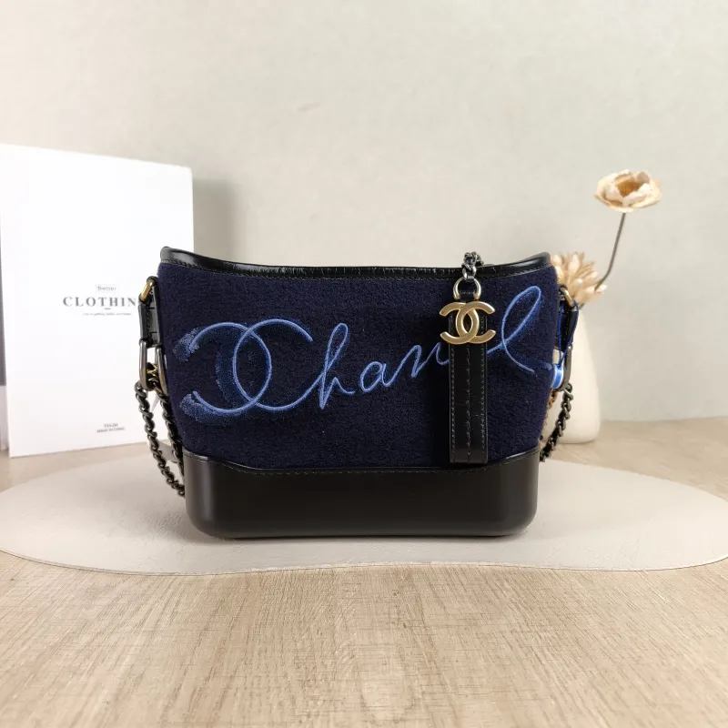 Chanel Crossbody Bag Gabrielle Gabrielle Bag Blue Wool Small20 × 8 × 15 cm