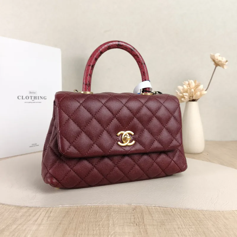 Chanel Crossbody Bag Coco Handle​Burgundy Calfskin Small24 × 10 × 14 cm — cover view 2 of 5