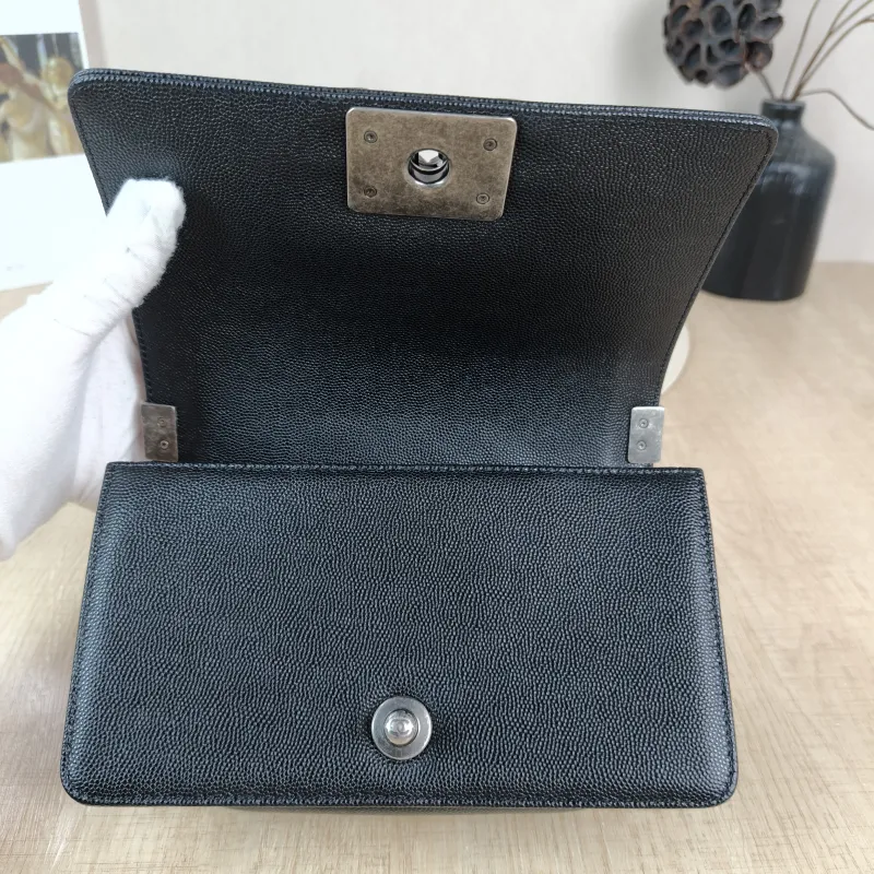 Chanel Crossbody Bag Le Boy​ Black Grained Calfskin Small 20.5 × 8.5 × 12 cm — detail view 2 of 12