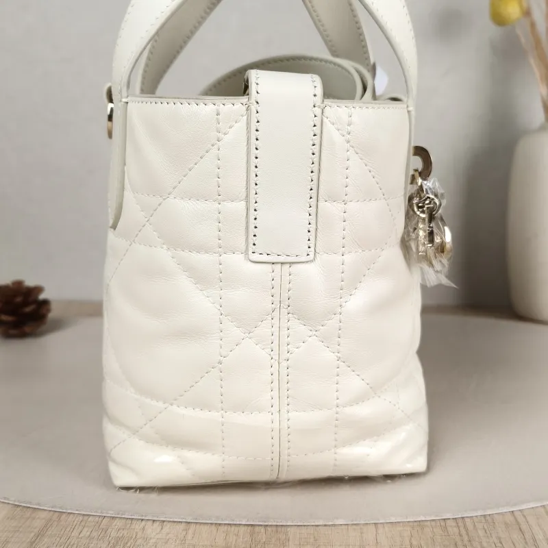 DIOR Top Handle Bag TOUJOURS Edition White Gold Calfskin Mini 13 × 12 × 15 cm — detail view 6 of 10