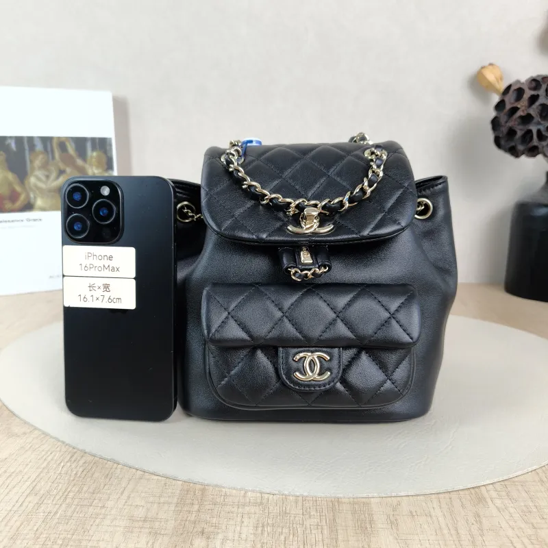 Chanel Backpack Duma Black Lambskin Small18 × 9.5 × 19 cm — cover view 2 of 6