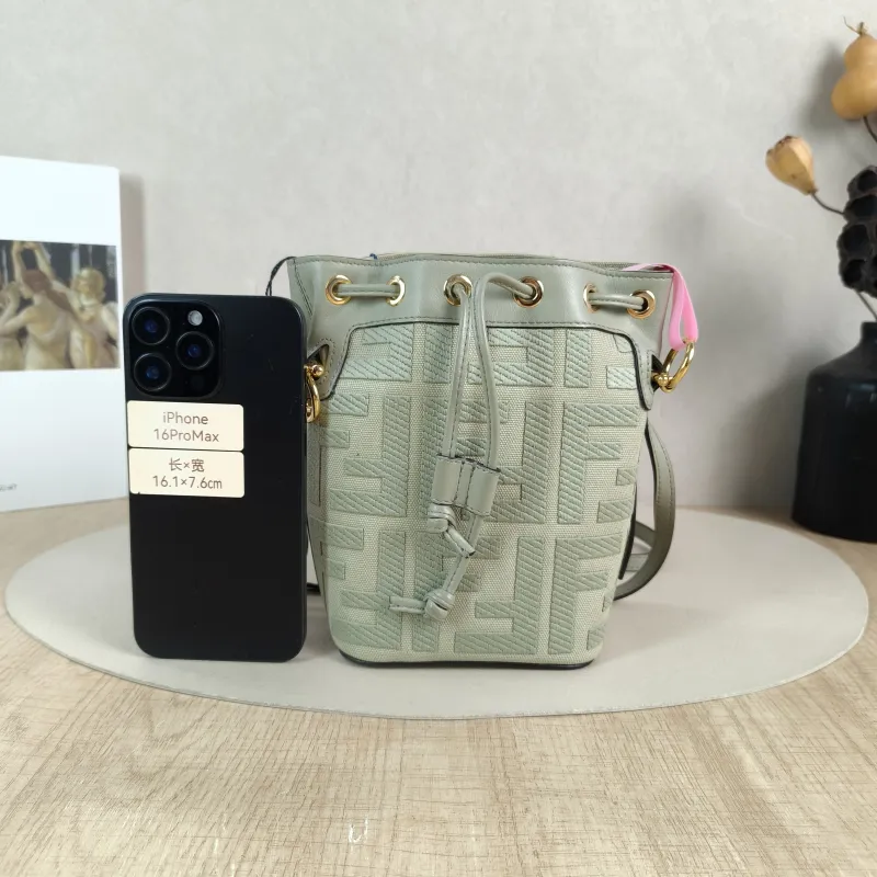 FENDI Crossbody Bag Mon Tresor Bucket Bag Green Canvas Mini 12 × 10 × 18 cm — cover view 2 of 5