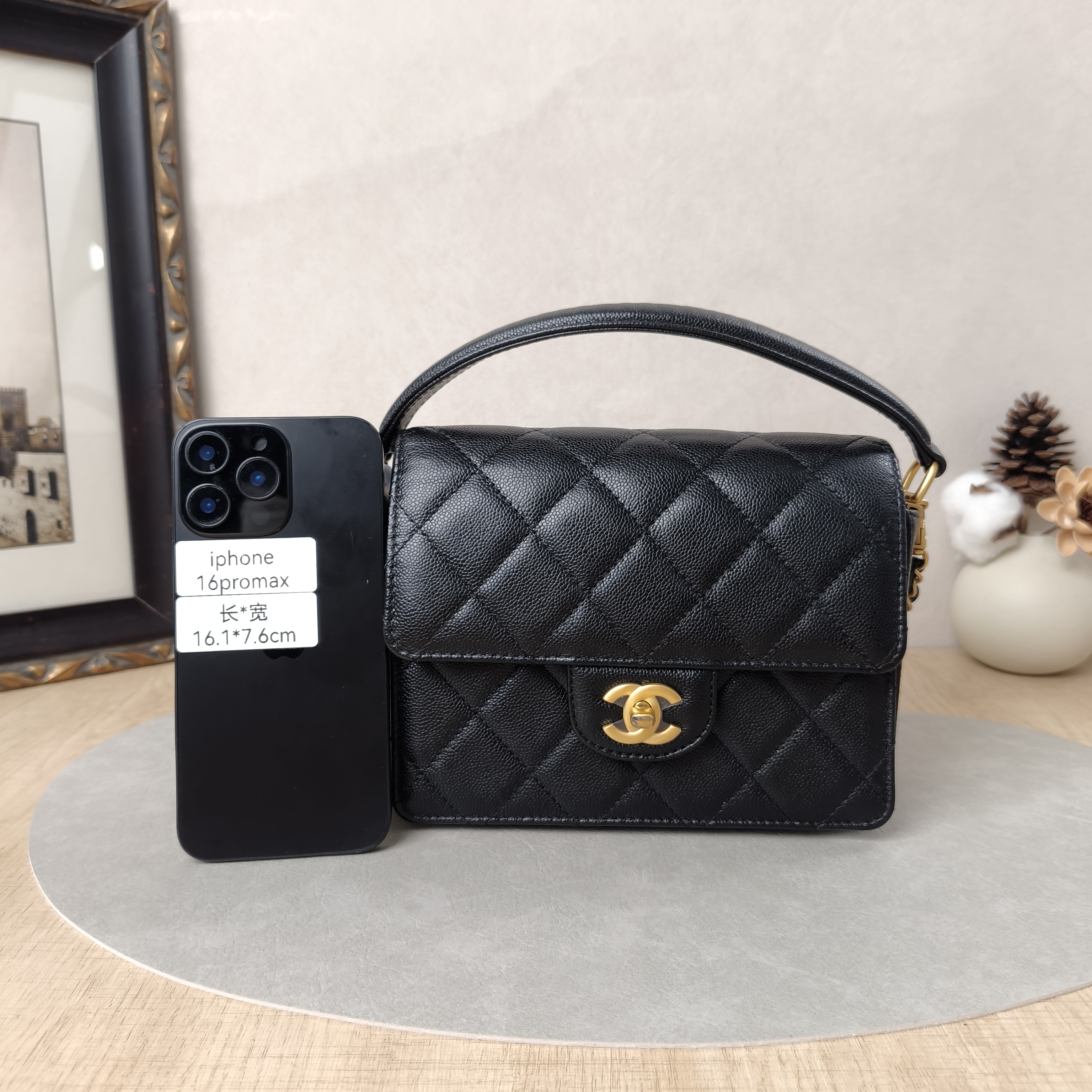 Chanel Crossbody Bag 24k Black Grained Calfskinmini19 × 4.5 × 14 cm — cover view 3 of 10