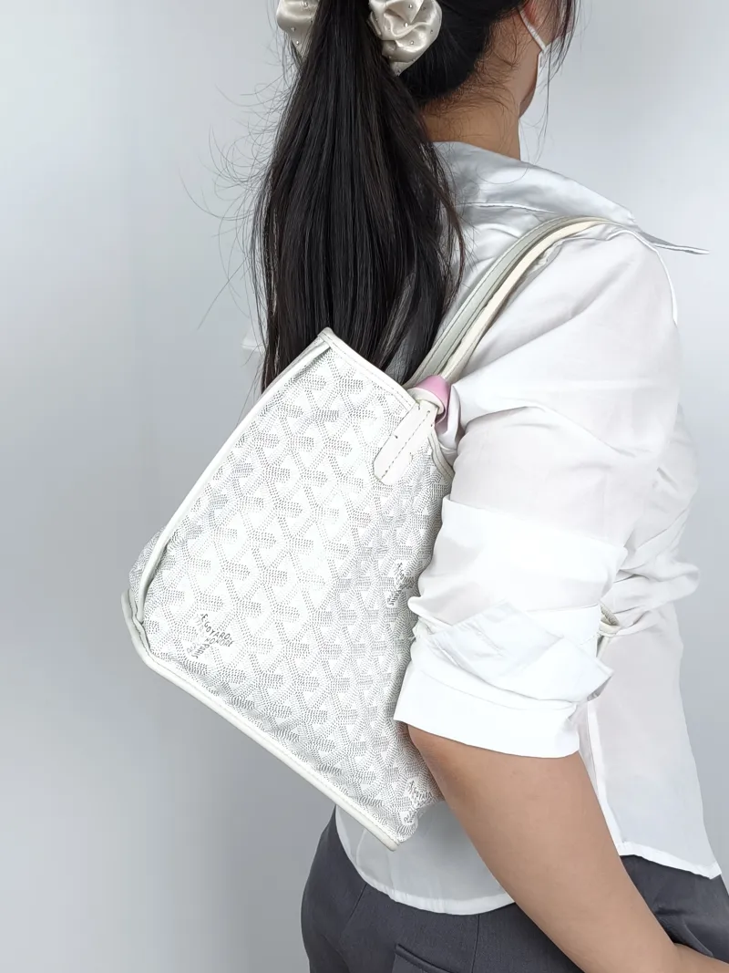 GOYARD Top Handle Bag ANJOU Shopping Tote White PV Cmini19.5 × 9 × 19.5 cm — on-model view 1 of 2