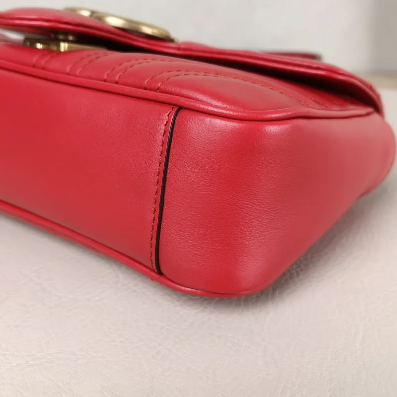 GUCCI Crossbody Bag GG Marmont Small Marmont 22 Red Calfskin Small 22 × 6 × 13 cm — detail view 8 of 12