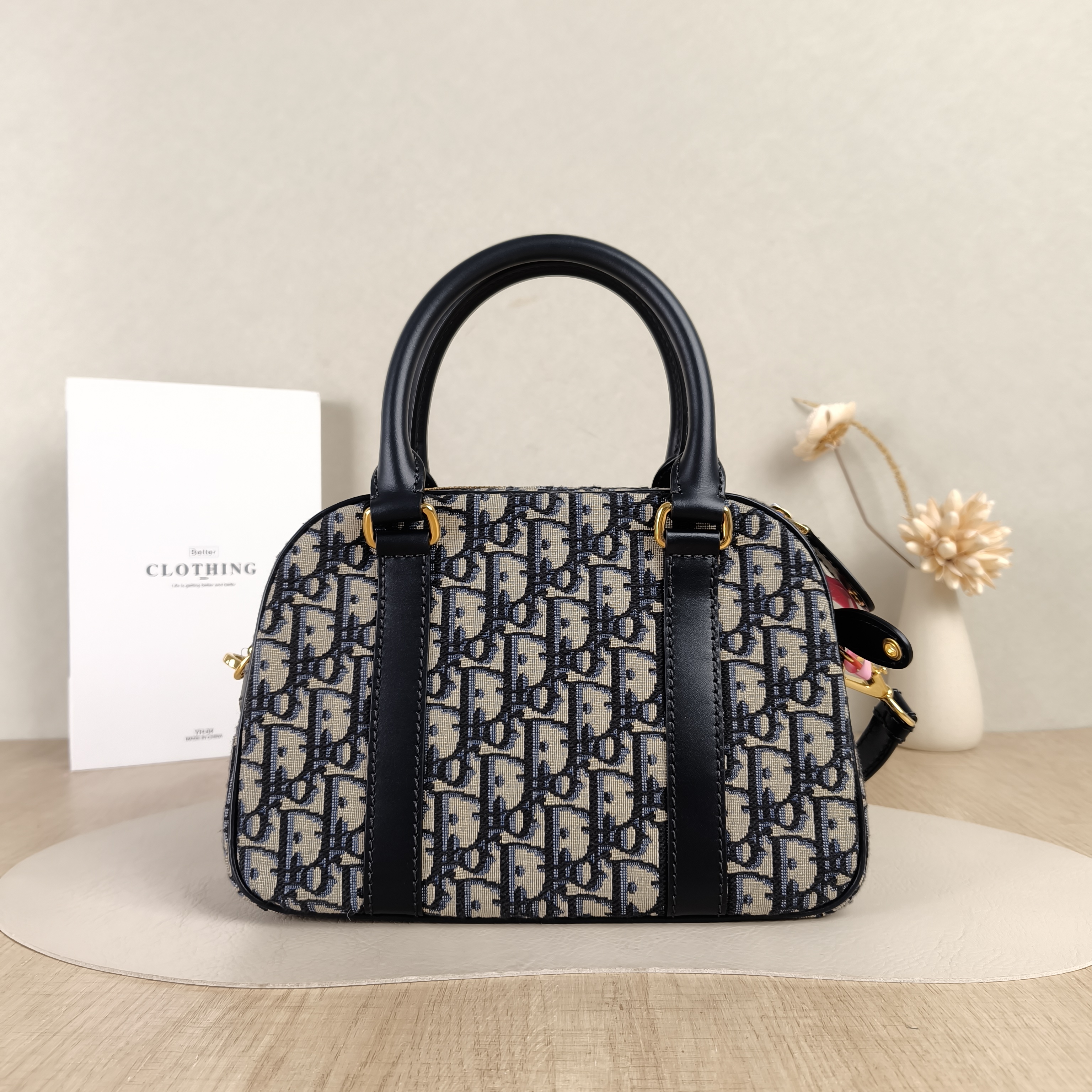 DIOR Crossbody Bag D-Vibe Bowling Bag Blue Canvas Medium25 × 9.5 × 16 cm — cover view 5 of 5