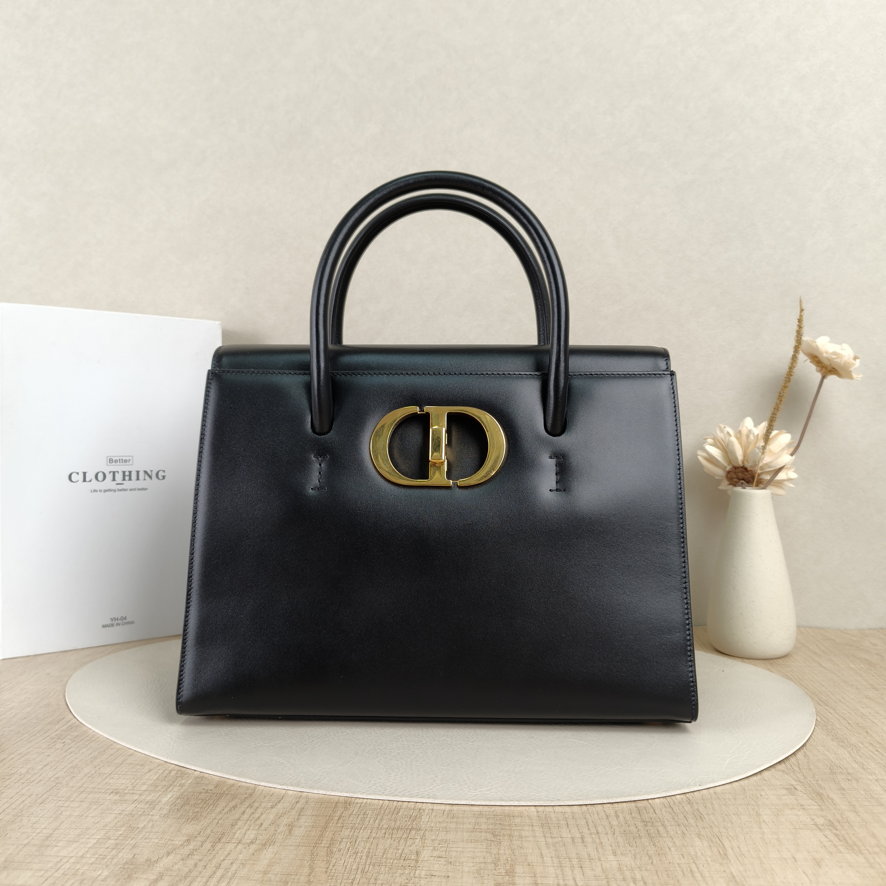 DIOR Top Handle Bag St HonoréBlack Calfskin Large30 × 16 × 22.5 cm