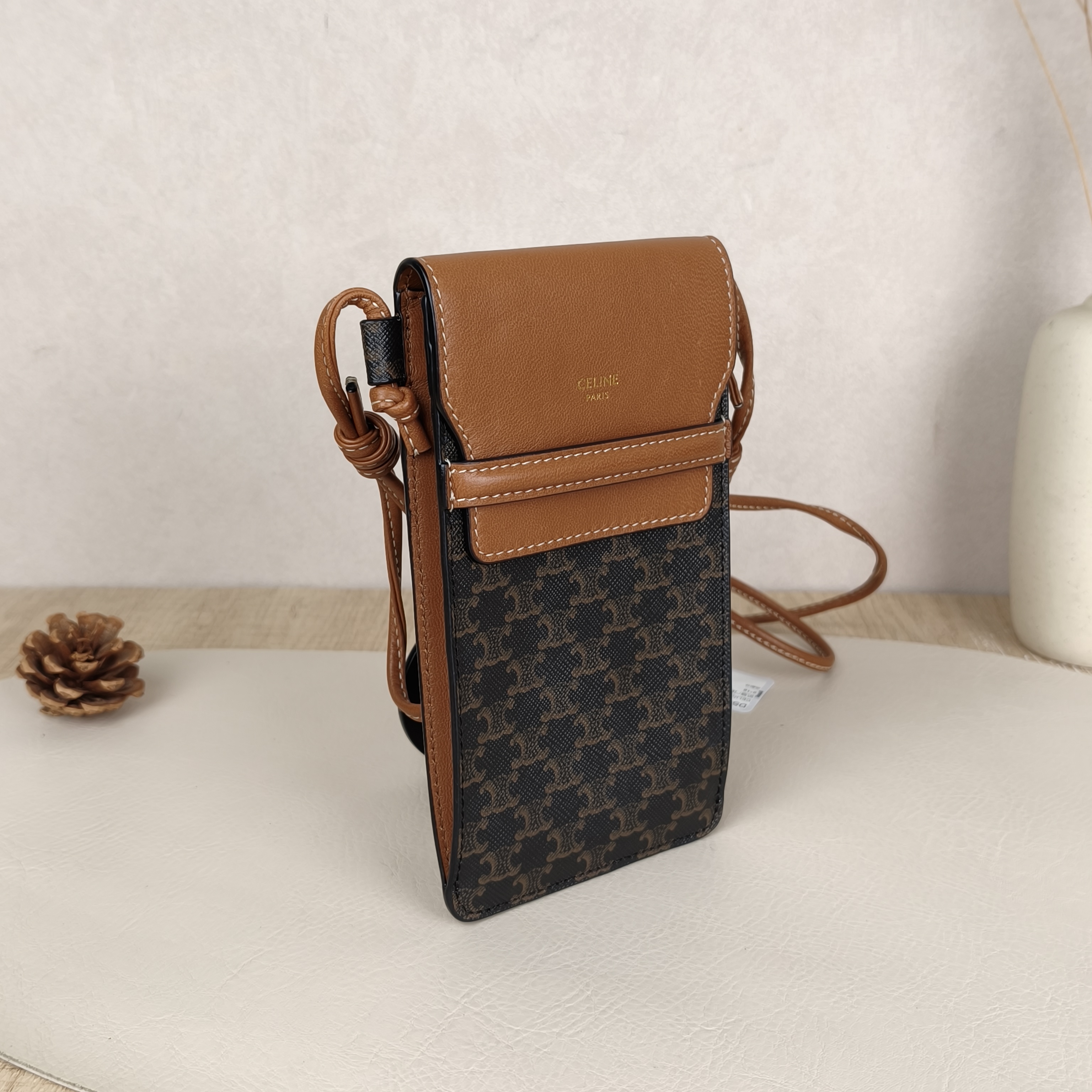 CELINE Crossbody Bag Triomphe Monogram PV Cmini10 × 2 × 18 cm — cover view 6 of 9