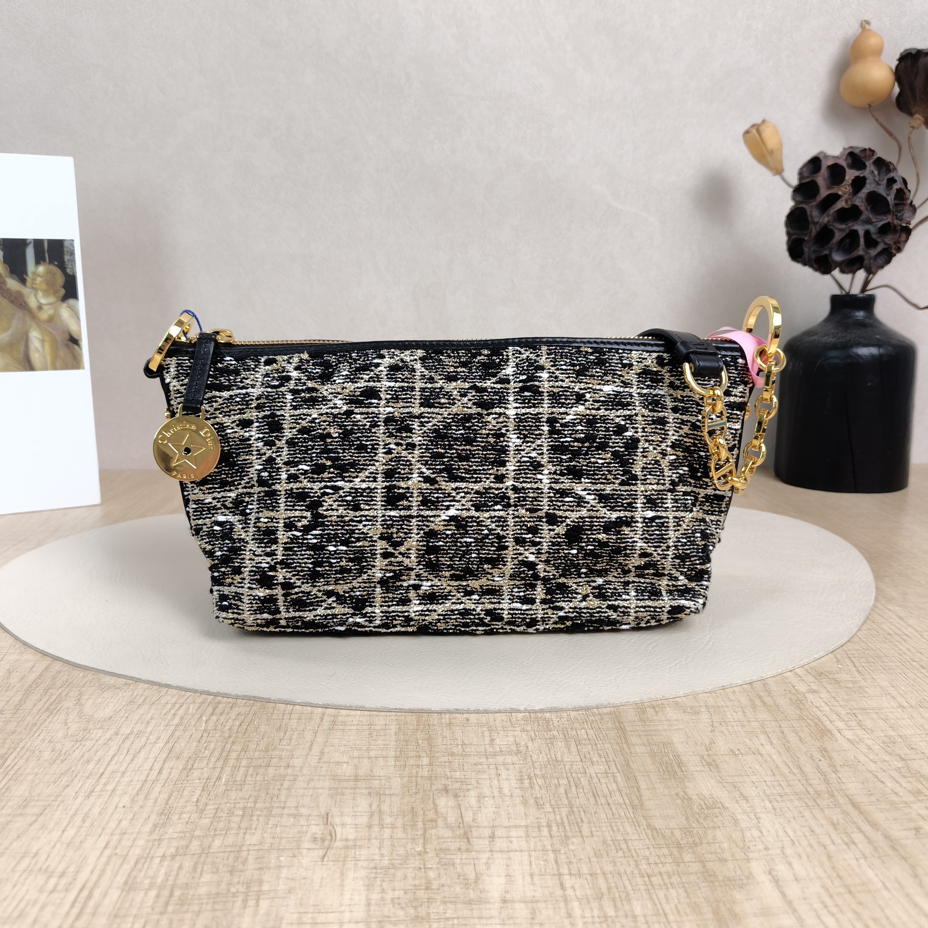 DIOR Shoulder Bag star Hobo Vanity Case Bag White Black Gold One Size22 × 10 × 14.5 cm