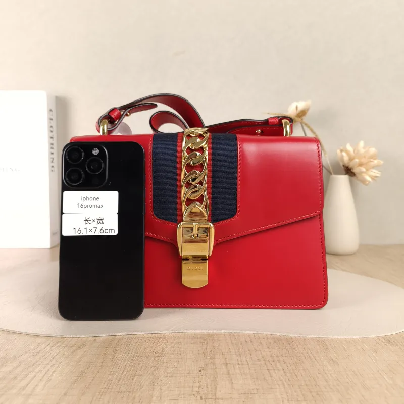 GUCCI Crossbody Bag Sylvie Shoulder Strap Edition Red Calfskin Small25.5 × 8 × 17 cm — cover view 5 of 5