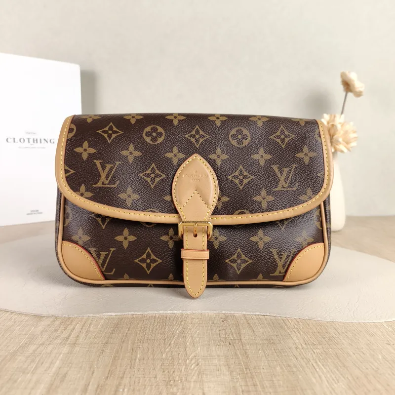Louis Vuitton Crossbody Bag Diane Baguette Bag Shoulder Strap PVC Small 24 × 9 × 15 cm