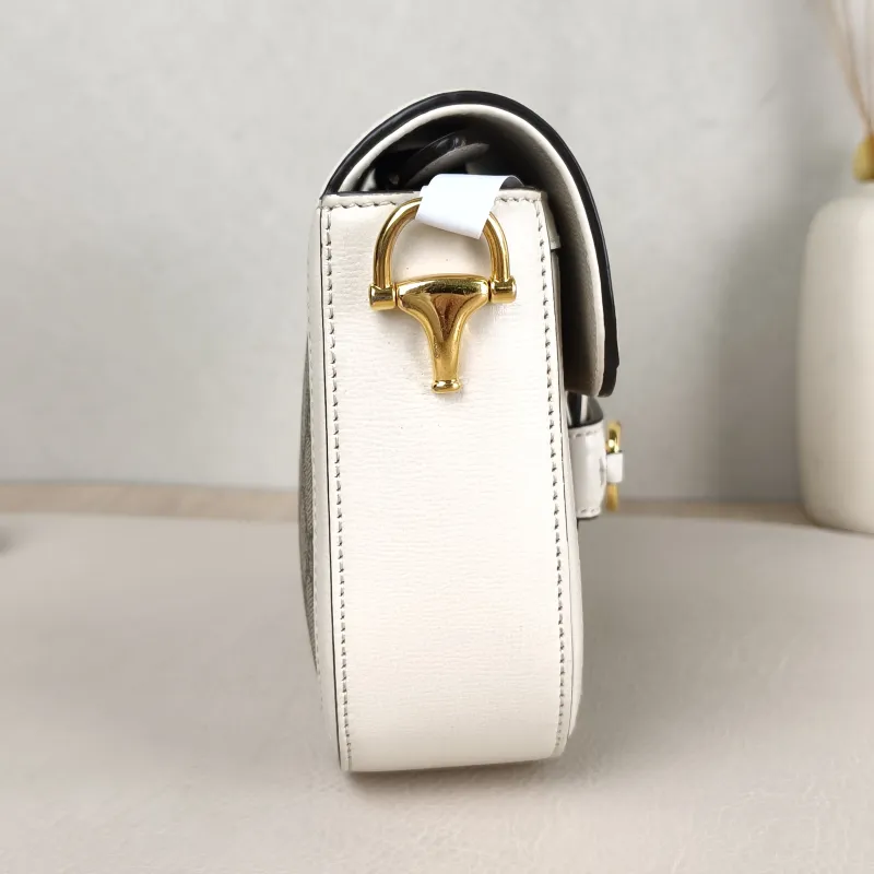 GUCCI Crossbody Bag Horsebit 1955 Horsebit Small White Monogram PVC Small 20.5 × 5 × 14.5 cm — detail view 5 of 13