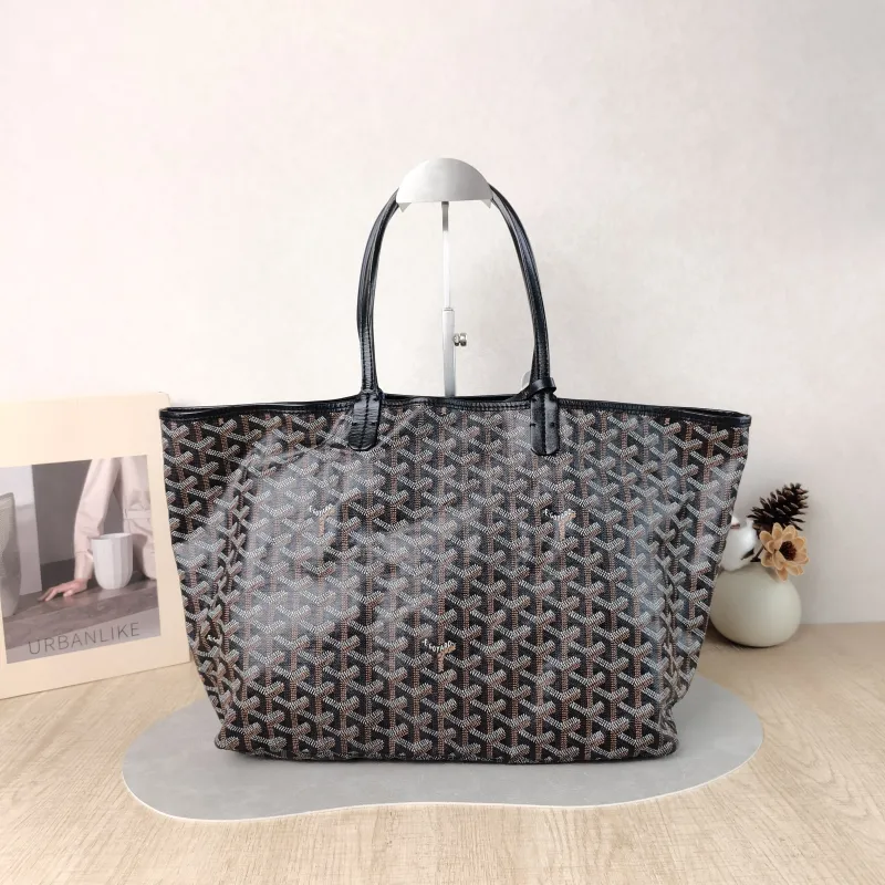 GOYARD Shoulder Bag SAINT LOUIS Shopping Tote Black ine Canvas Small 34 × 15 × 28 cm Conditioned — cover view 5 of 5