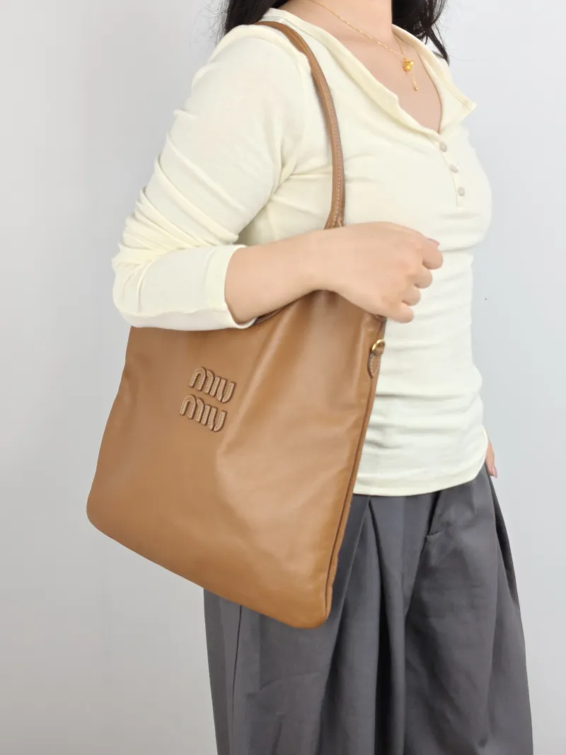Miumiu Shoulder Bag IVY Tote Shopping Tote CC alfskin Medium 35*40 — on-model view 2 of 2