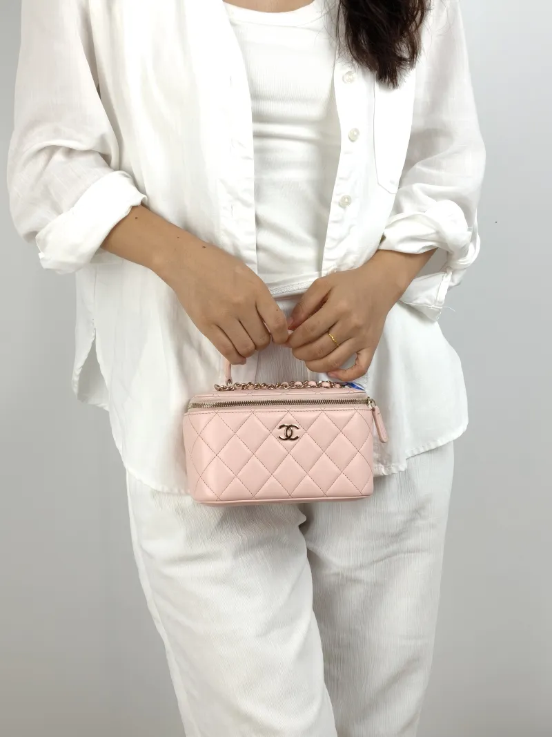 Chanel Crossbody Bag Edition Pink Lambskin Mini 16 × 8 × 9.5 cm — on-model view 1 of 2