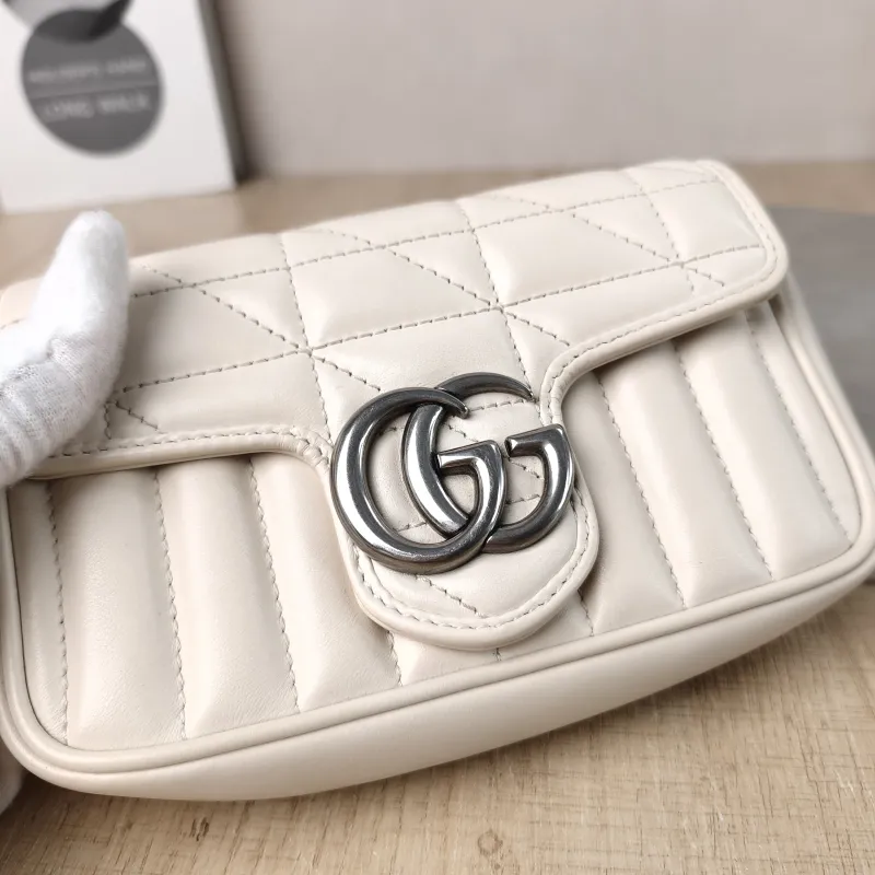 GUCCI Crossbody Bag GG Marmont Mini Marmont Mini White Calfskin Mini 16.5 × 4.5 × 9.5 cm — detail view 11 of 12
