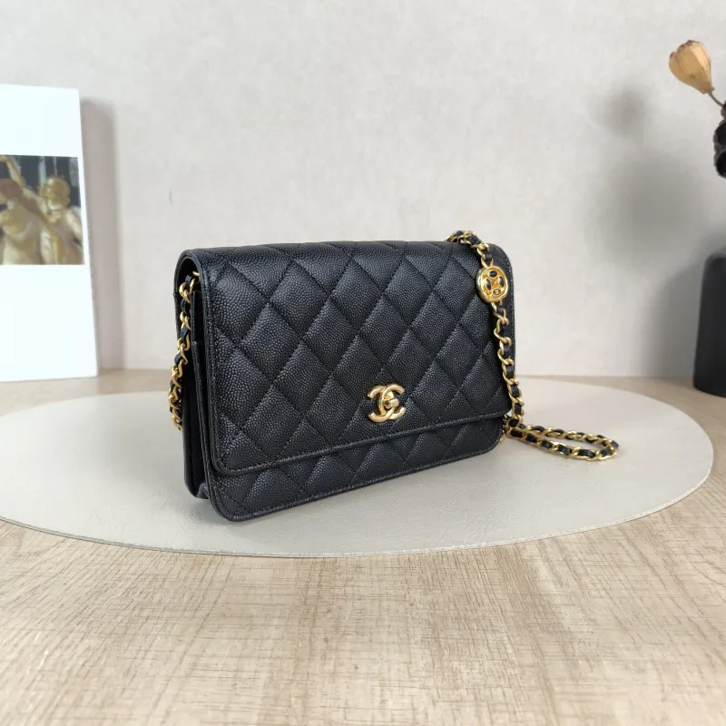 Chanel Crossbody Bag CF WOC Crossbody Bag Black Grained Calfskinmini19.2 × 3.5 × 12.3 cm — cover view 6 of 6