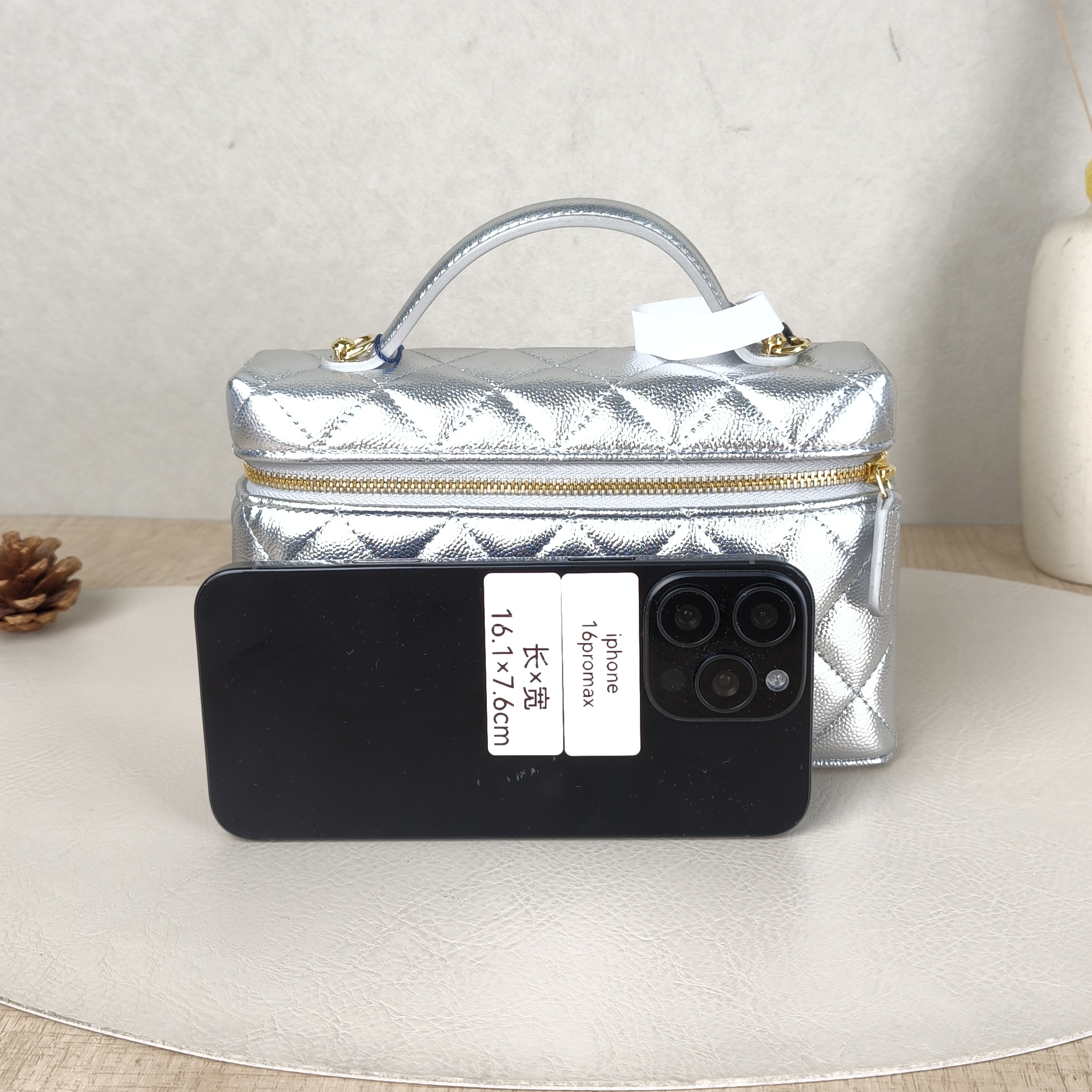 Chanel Crossbody Baglp Box Bag Top Handle Crossbody Bag Silver Calfskin One Size19.5 × 5 × 17 cm — cover view 5 of 6