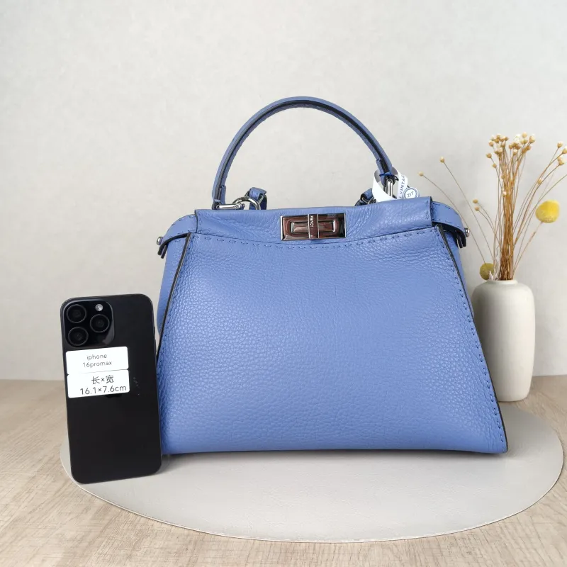 FENDI Crossbody Bagpeekaboo lconic Crossbody Bag Blue Calfskin Large34 × 13 × 23 cm — cover view 2 of 5