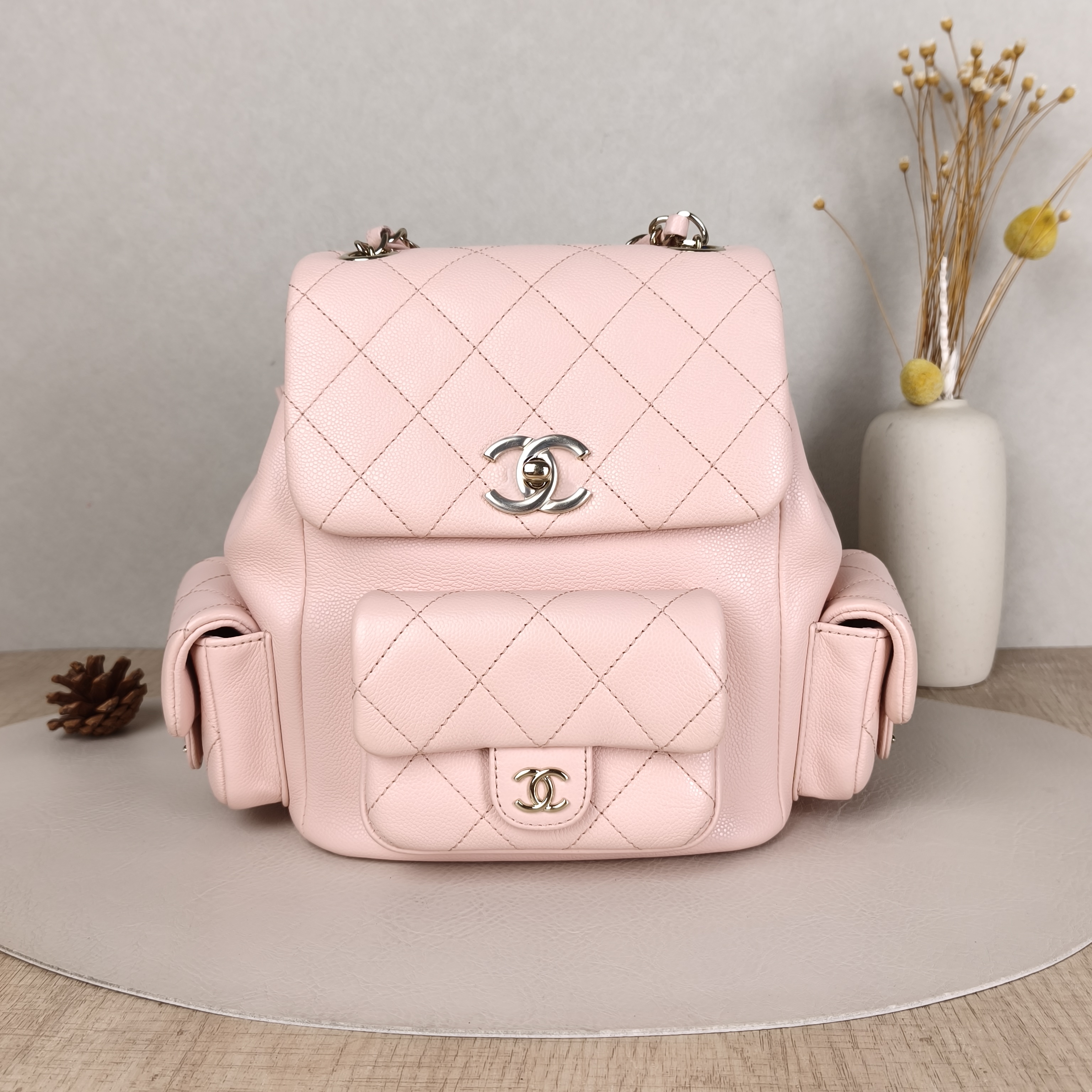 Chanel Backpackduma Pink Calfskin Large21 × 13 × 23 cm