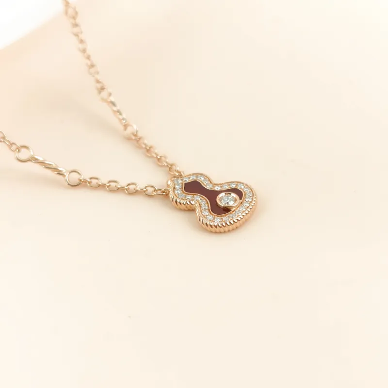Qeelin Necklace Wulu Collection Necklace Red Agate Diamond18KR ose Gold One Size 40cm — cover view 2 of 8