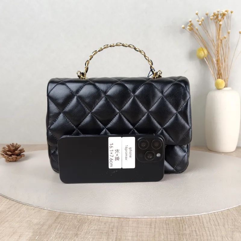 Chanel Crossbody Bag 23a Black SL ambskin Medium 25 × 10 × 16 cm — cover view 5 of 6
