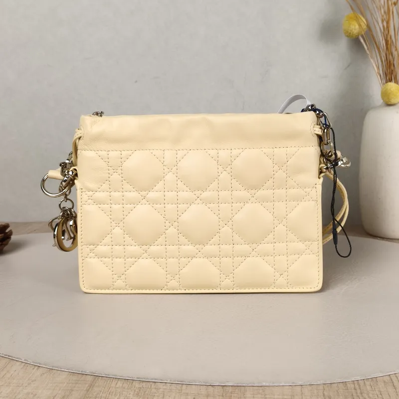 DIOR Crossbody Bag Lady Milly Chain Bag Yellow Lambskin Mini 19 × 5 × 13 cm — cover view 3 of 5