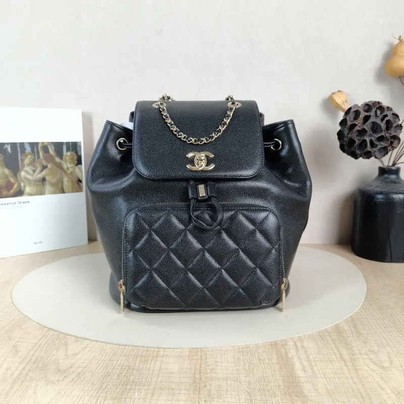 Chanel Backpackaffinity Backpack Black Calfskin Medium24 × 14 × 25 cm