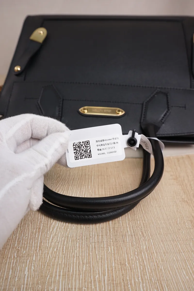 Louis Vuitton steamer Top Handle Bag Medium Black with Gold-Tone Hardware Calfskin Microchip Edition · Shoulder Strap · 31.5 × 15 × 27.5 cm — detail view 10 of 18