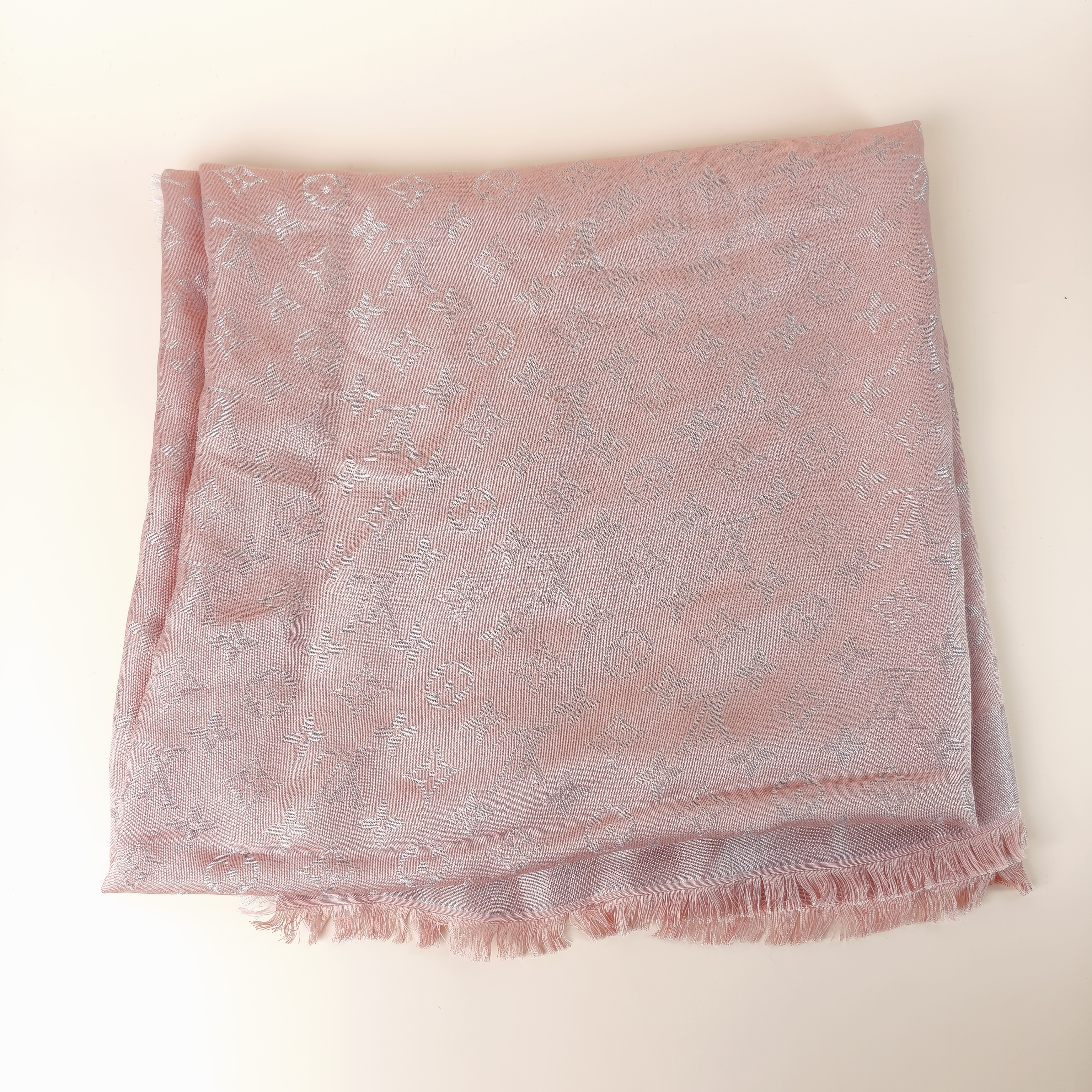 Louis Vuitton Scarf Scarf Pink Wool · Silk One Size143*143cm