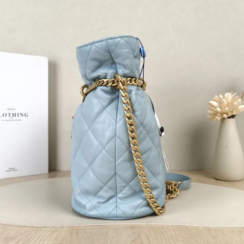 Chanel Crossbody Bag Bucket Bag Blue Calfskin One Size22 × 4 × 25 cm — detail view 10 of 13