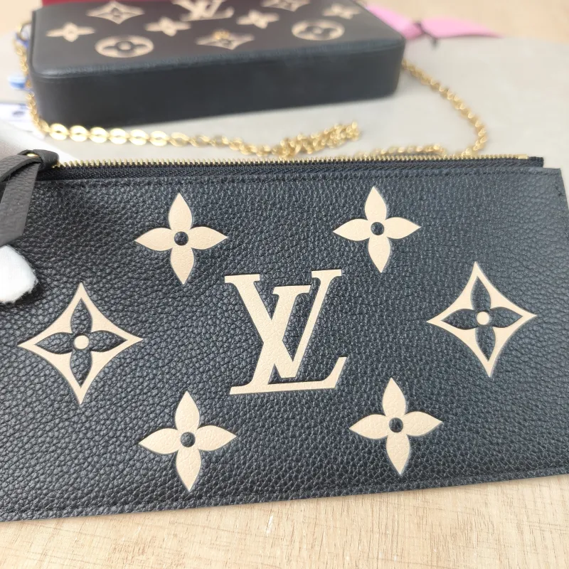 Louis Vuitton Crossbody Bag Pochette Félicie Black · White Calfskin Small 21 × 3 × 12 cm — detail view 3 of 14