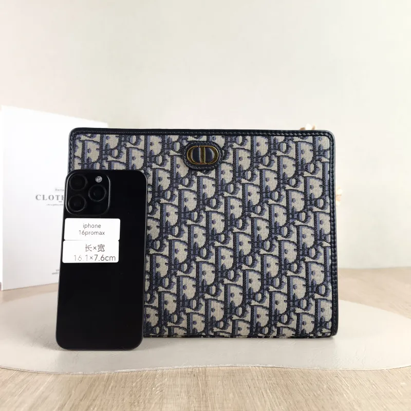 DIOR Clutch 30 Montaigne Dea Clutch Blue Canvas One Size 26 × 7 × 20 cm — cover view 3 of 5