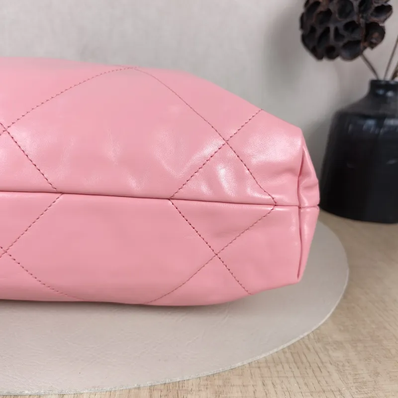Chanel Shoulder Bag 22Bag Pink Silver-Tone Hardware Calfskin Small 35 × 7 × 37 cm — detail view 6 of 12