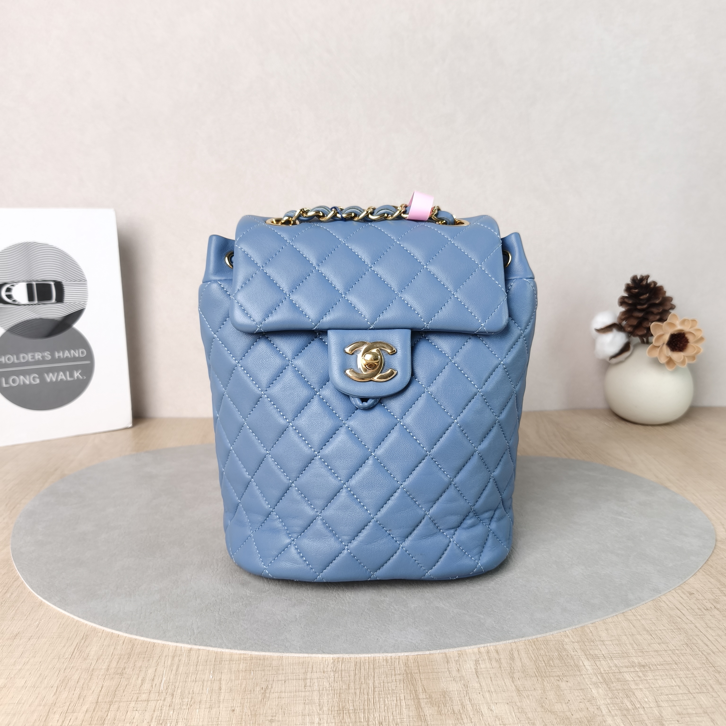 Chanel Backpack Backpack Blue Lambskin Small18 × 10 × 23 cm