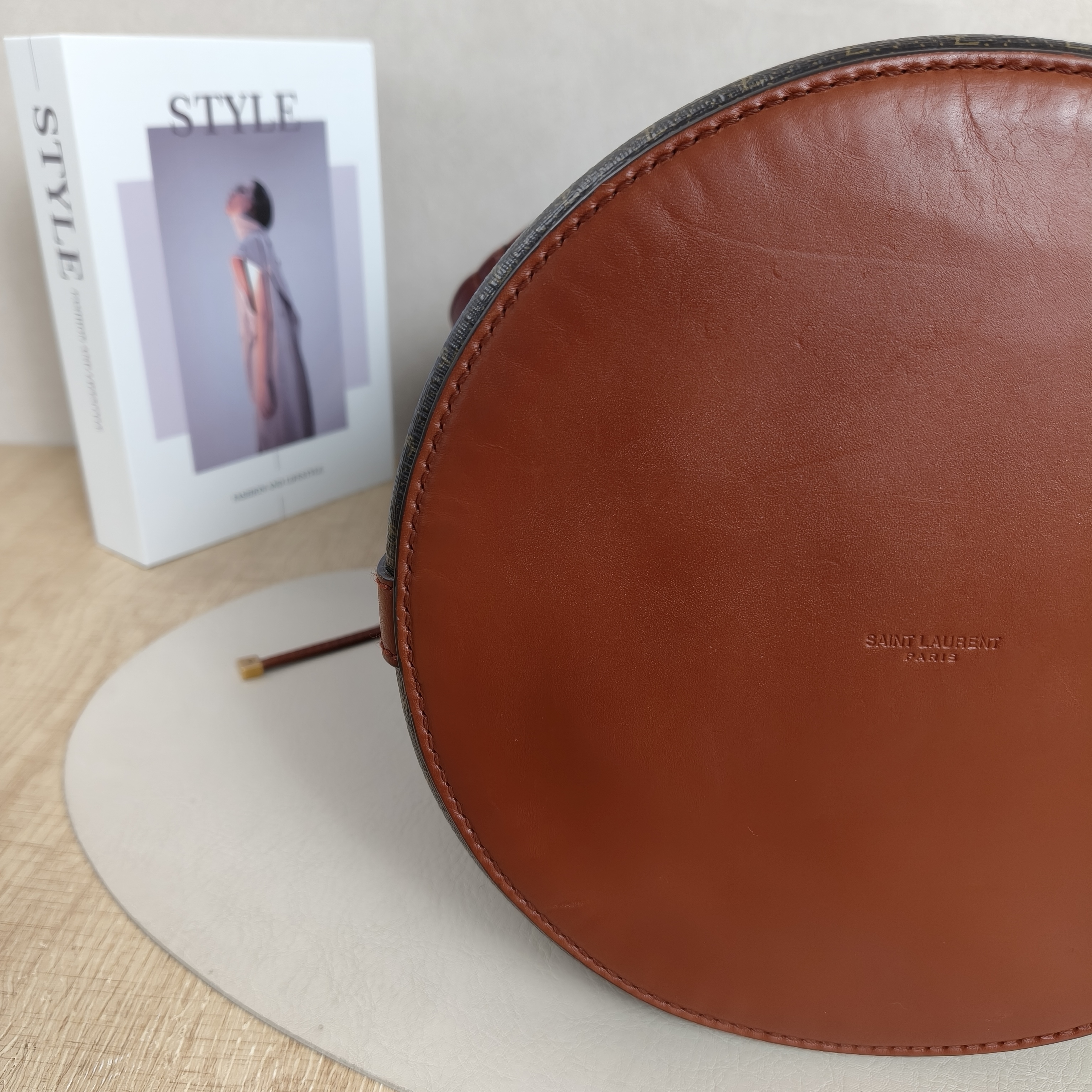 SAINT LAURENT Shoulder Bag Bucket Bag Brown PVC One Size21 × 21 × 37.5 cm — cover view 9 of 11