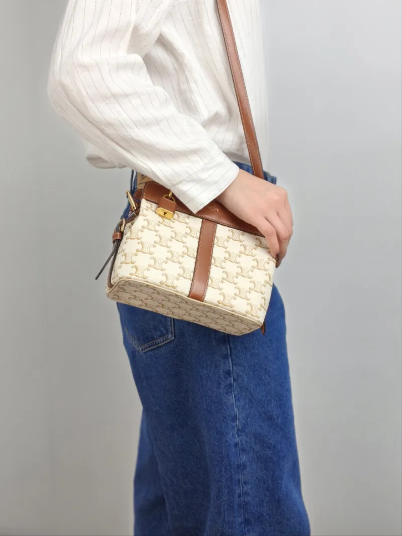 CELINE Crossbody Bag cabas de france Crossbody Bag White Monogram PVC One Size 19 × 11 × 15.5 cm — on-model view 2 of 2