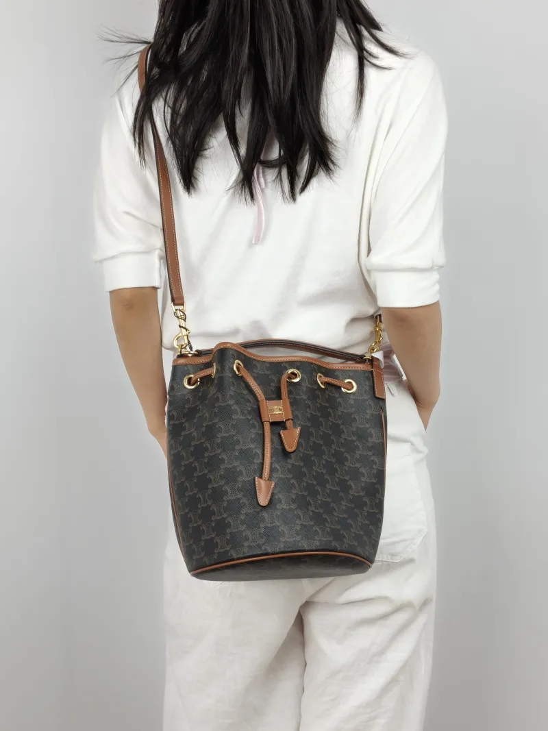 CELINE Crossbody Bag CLARA Monogram PVC Medium 20 × 20 × 24 cm — on-model view 2 of 3