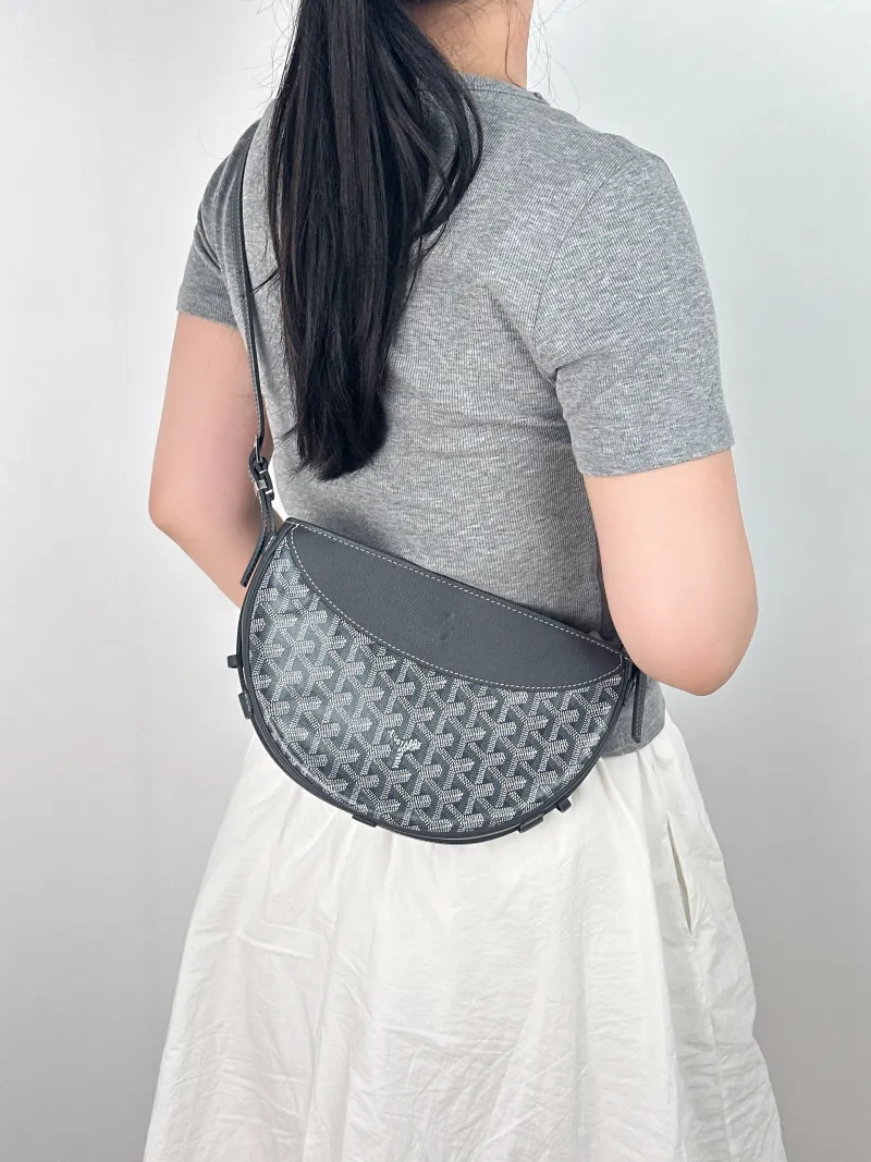 GOYARD Crossbody Bag Hirondelle Grey Canvas ine25 × 6 × 17 cm — on-model view 1 of 2
