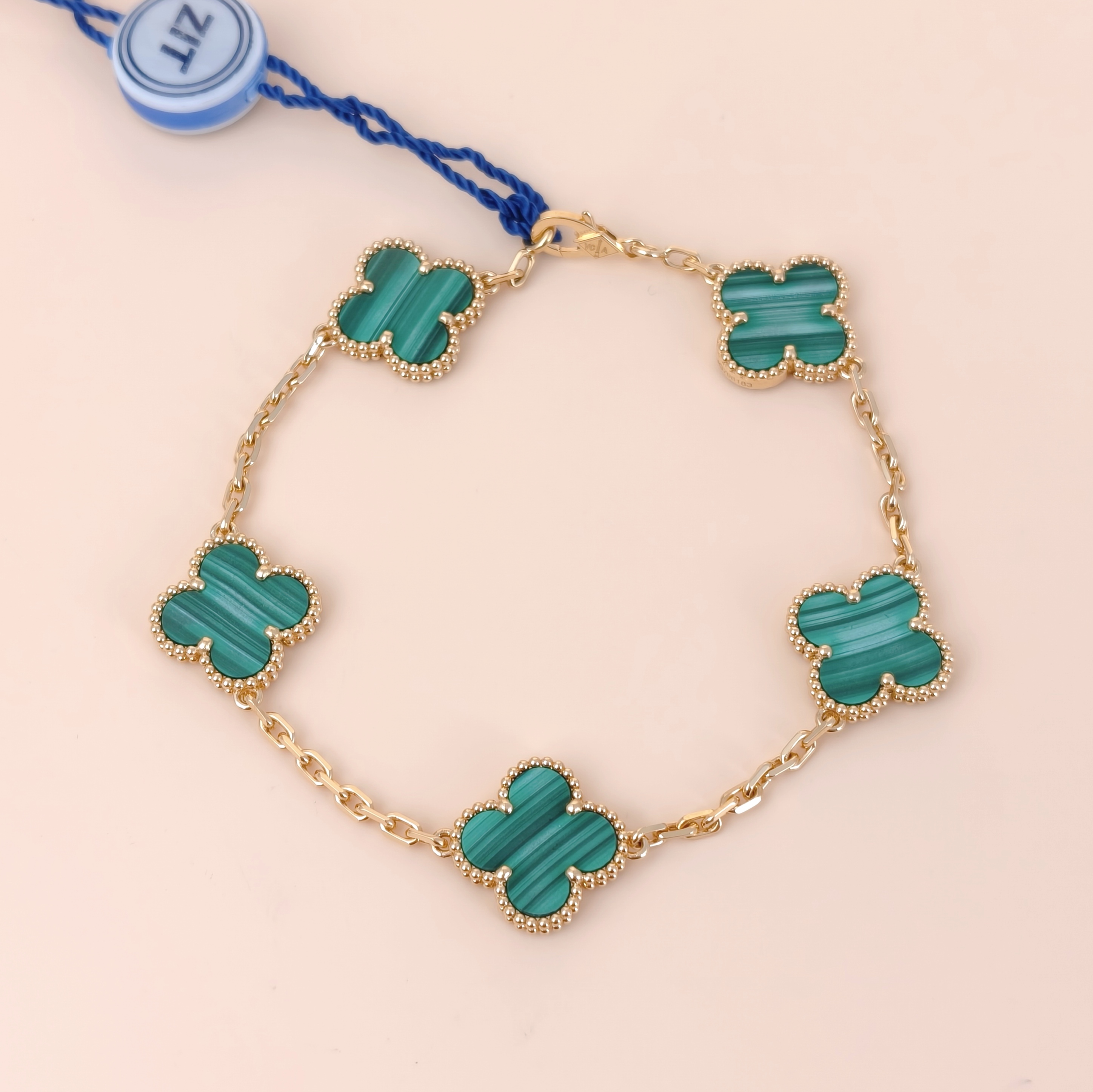 Van Cleef & Arpels Bracelet Alhambra Alhambra Collection Five-Motif Bracelet Malachite18KY ellow Gold Vintage Small1.5 × 1.5 × 19 cm
