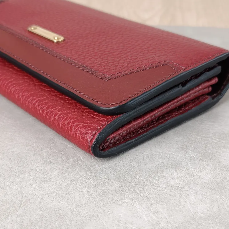 BURBERRY Wallet Wallet Red Calfskin One Size 19 × 2 × 11 cm — detail view 4 of 11
