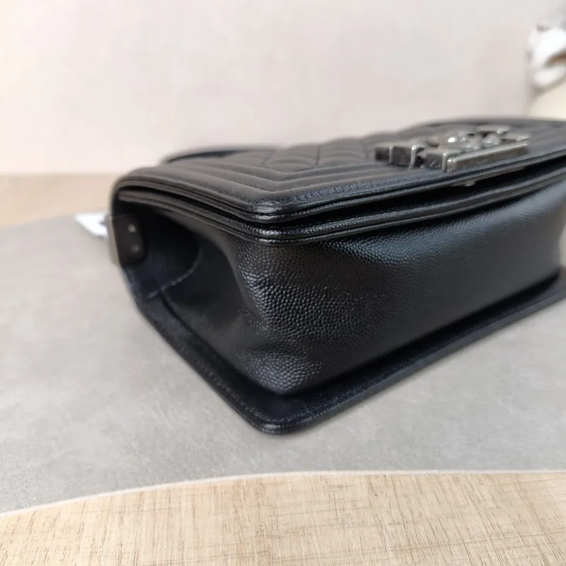 Chanel Crossbody Bag Le Boy​ Black Grained Calfskin Small 20.5 × 8.5 × 12 cm — detail view 10 of 13