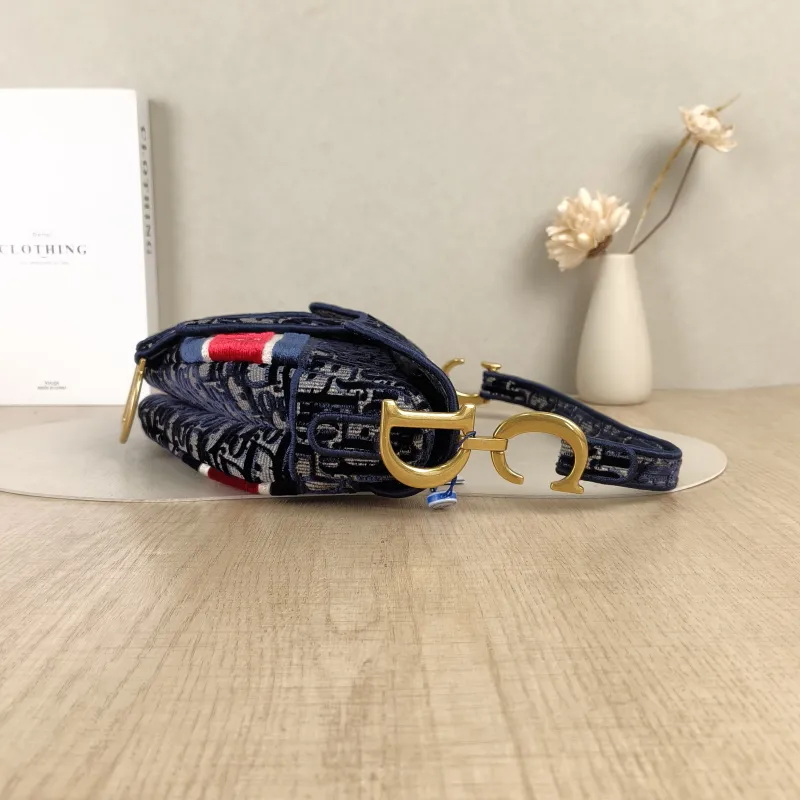 DIOR Top Handle Bag Saddle Blue Canvas Medium25.5 × 6.5 × 20 cm — detail view 9 of 13