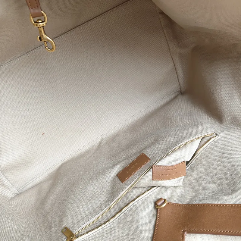 SAINT LAURENT Shoulder Bag Y Tote Bag Brown Canvas One Size 36 × 21 × 34 cm — detail view 5 of 11