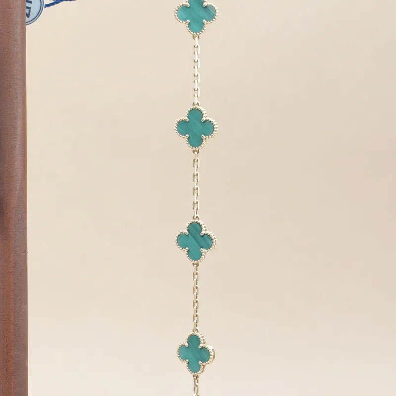 Van Cleef & Arpels Bracelet Alhambra Alhambra Collection Five-Motif Bracelet Malachite18KY ellow Gold Vintage Small19cm — cover view 4 of 11