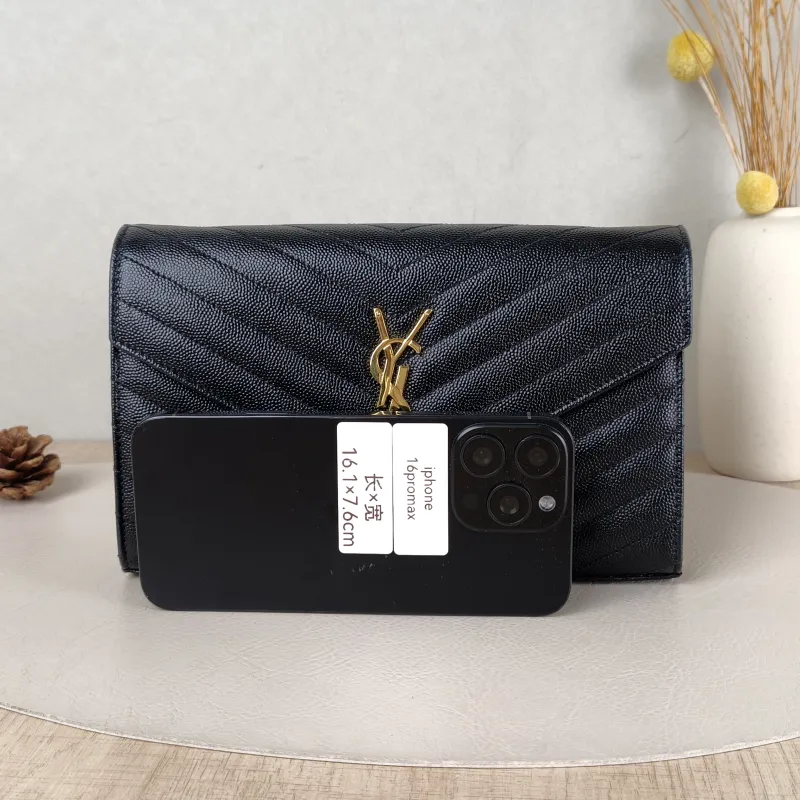 SAINT LAURENT Crossbody Bag CASSANDRE ENVELOPE Black Calfskin One Size 22.5 × 4 × 14 cm — cover view 3 of 6