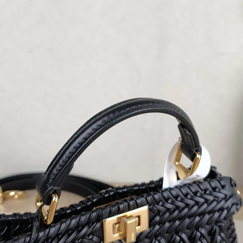 FENDI Crossbody Bag Peekaboo Crossbody Bag Black Woven 20 × 10 × 15 cm — detail view 5 of 10