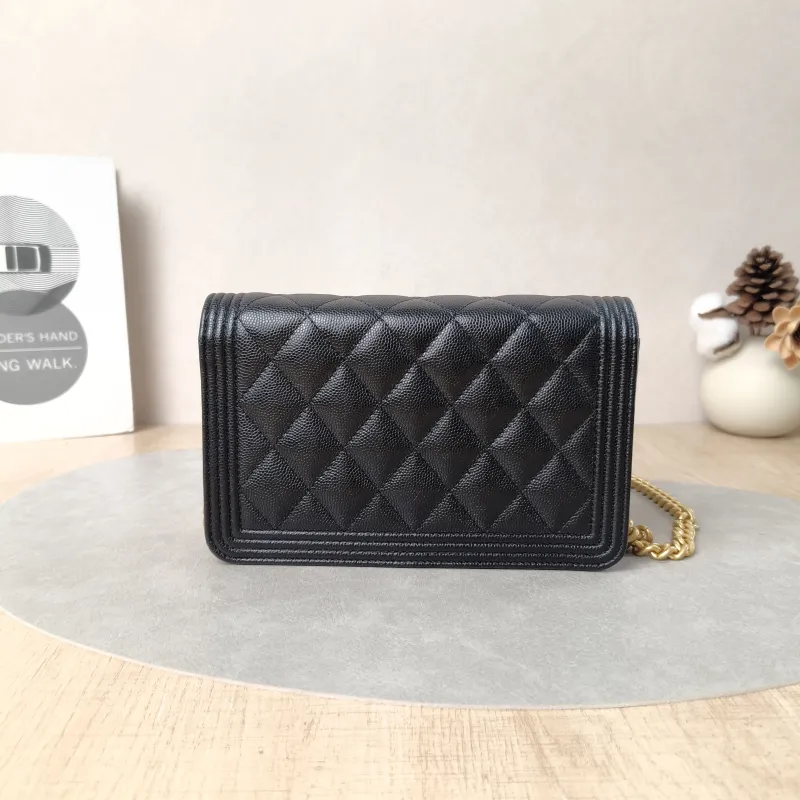 Chanel Crossbody Bag Le Boy​ WOC Black Grained Calfskinmini19.2 × 3.5 × 12.3 cm — cover view 6 of 6