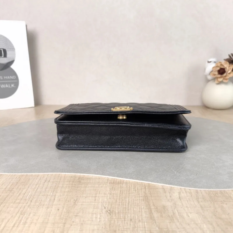 Chanel Crossbody Bag Le Boy​ WOC Black Grained Calfskin Mini 19.2 × 3.5 × 12.3 cm — cover view 2 of 6